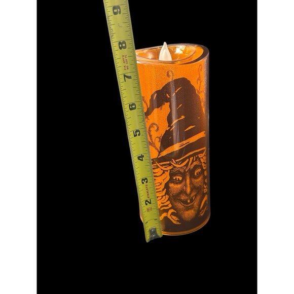 Witch Light Flickering Halloween Candle Masquerade Party Cracker Barrel 7" x 3" - Picture 10 of 11